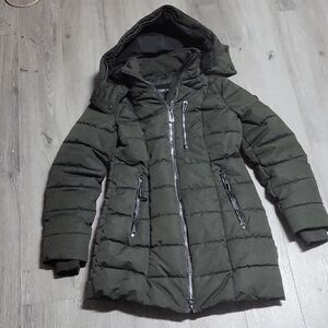 Noize Dark Green Puffer Jacket with Hood